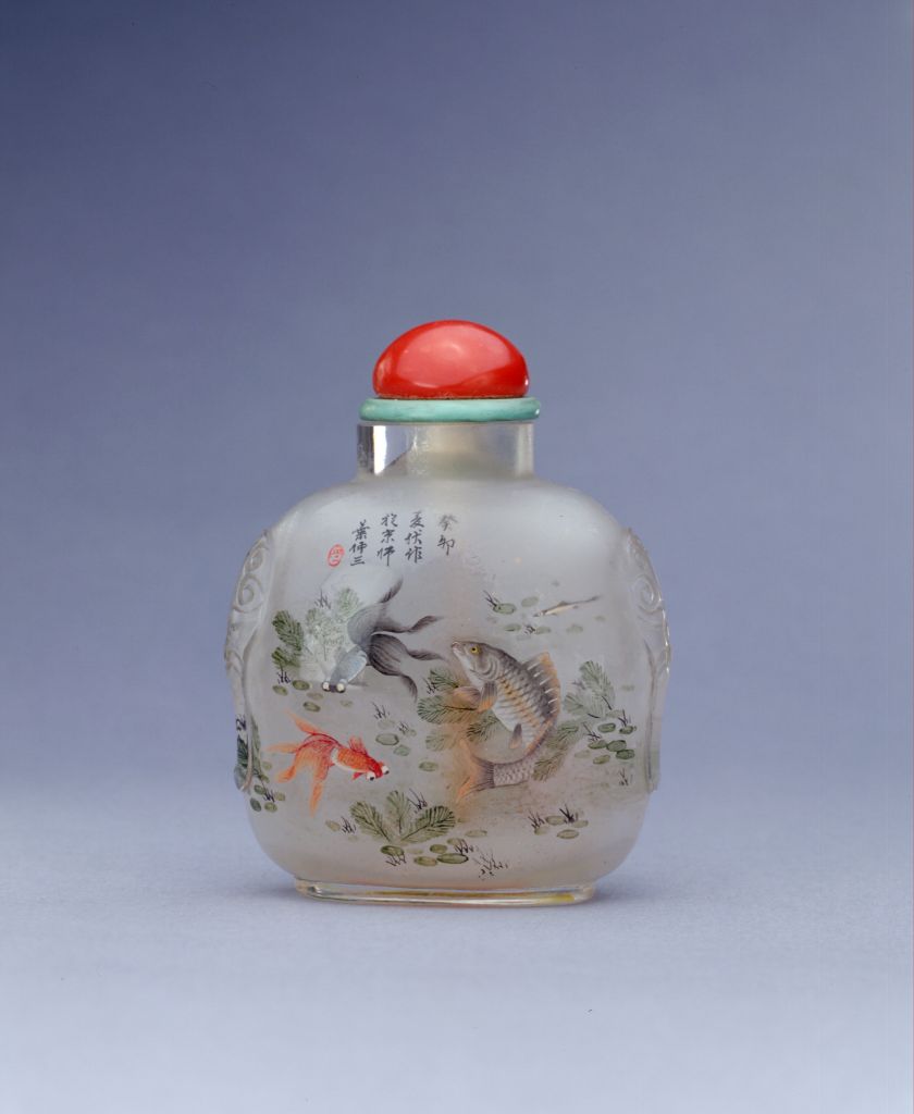 图片[1]-Ye Zhongsan’s Nasal Smoke Bottle with Fish Algae Pattern on the Glass-China Archive